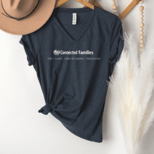 Connected Families 4 Messages V-Neck T-Shirt (Heather Navy)